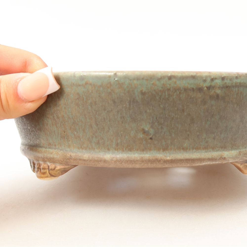 Ceramiczna miska do bonsai 18 x 18 x 5 cm, zielona