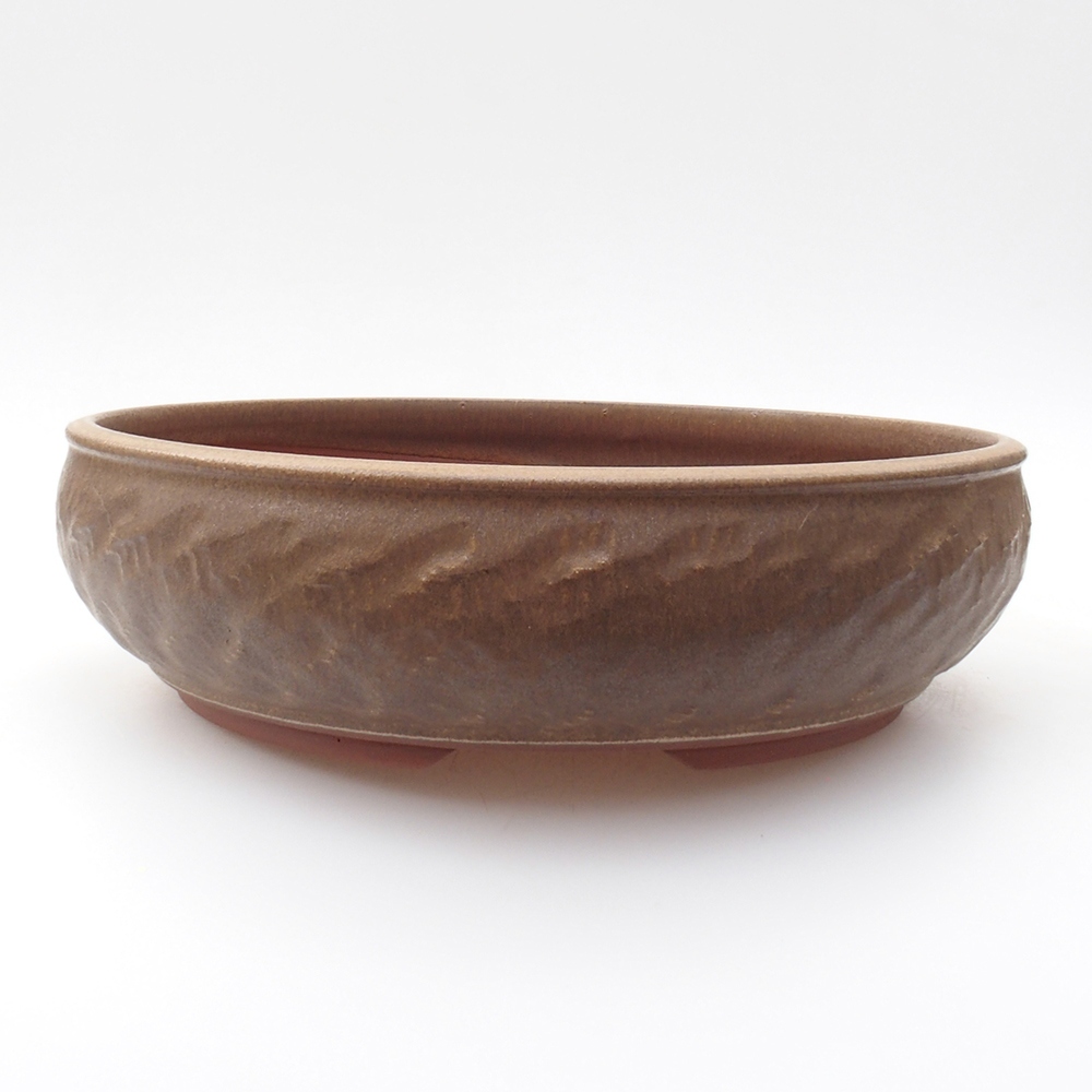Ceramiczna miska bonsai 25,5 x 25,5 x 7 cm, kolor brązowy