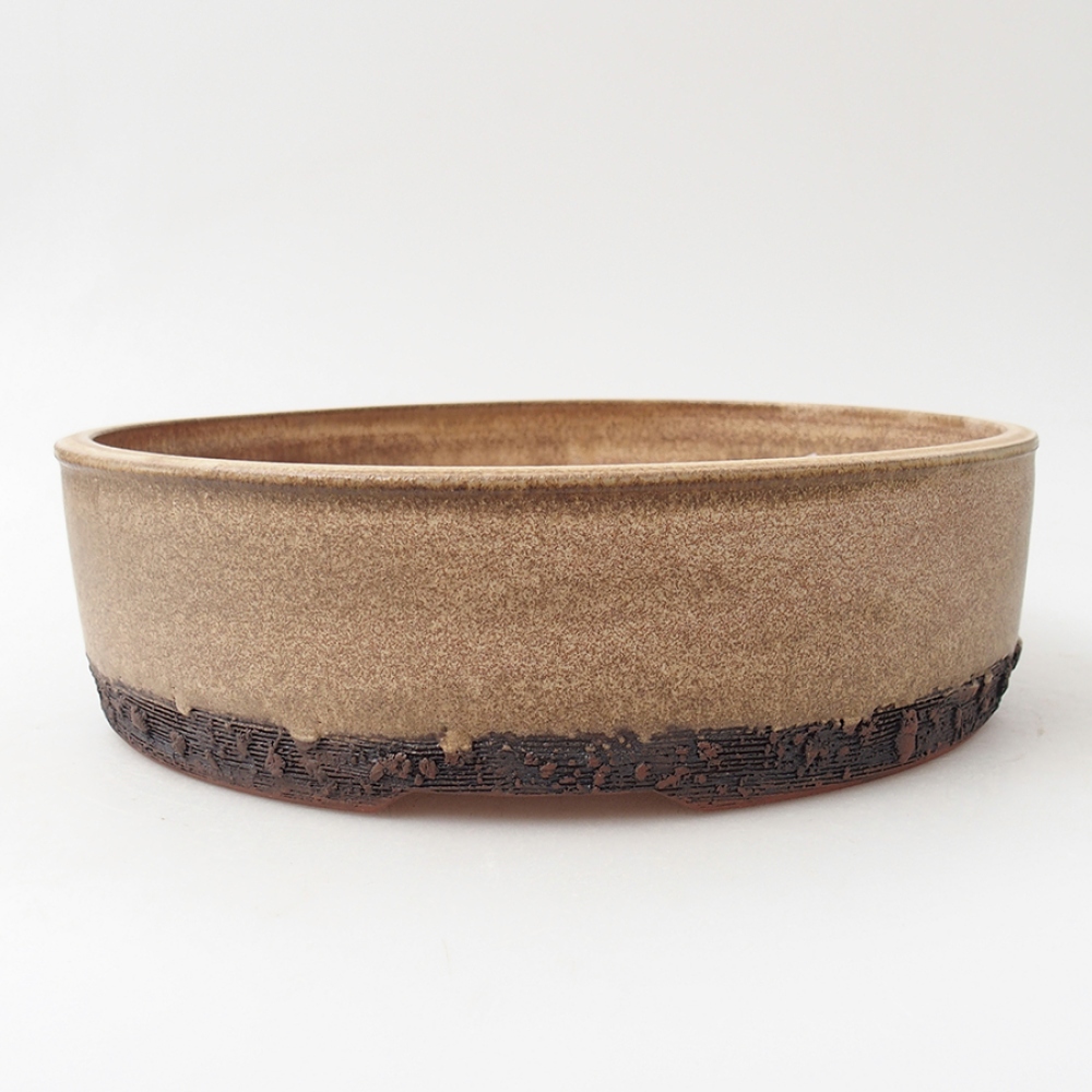 Ceramiczna miska bonsai 24,5 x 24,5 x 7 cm, kolor beżowy