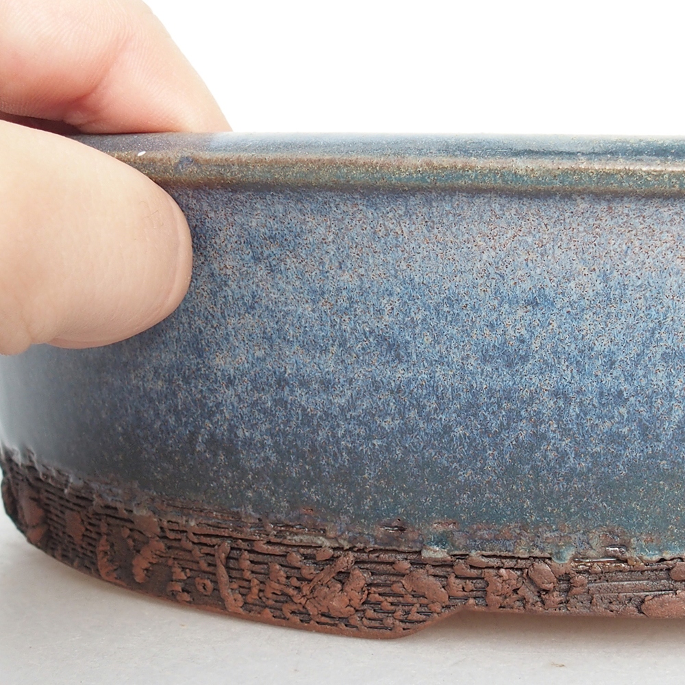 Ceramiczna miska do bonsai 25,5 x 25,5 x 6,5 cm, kolor niebieski