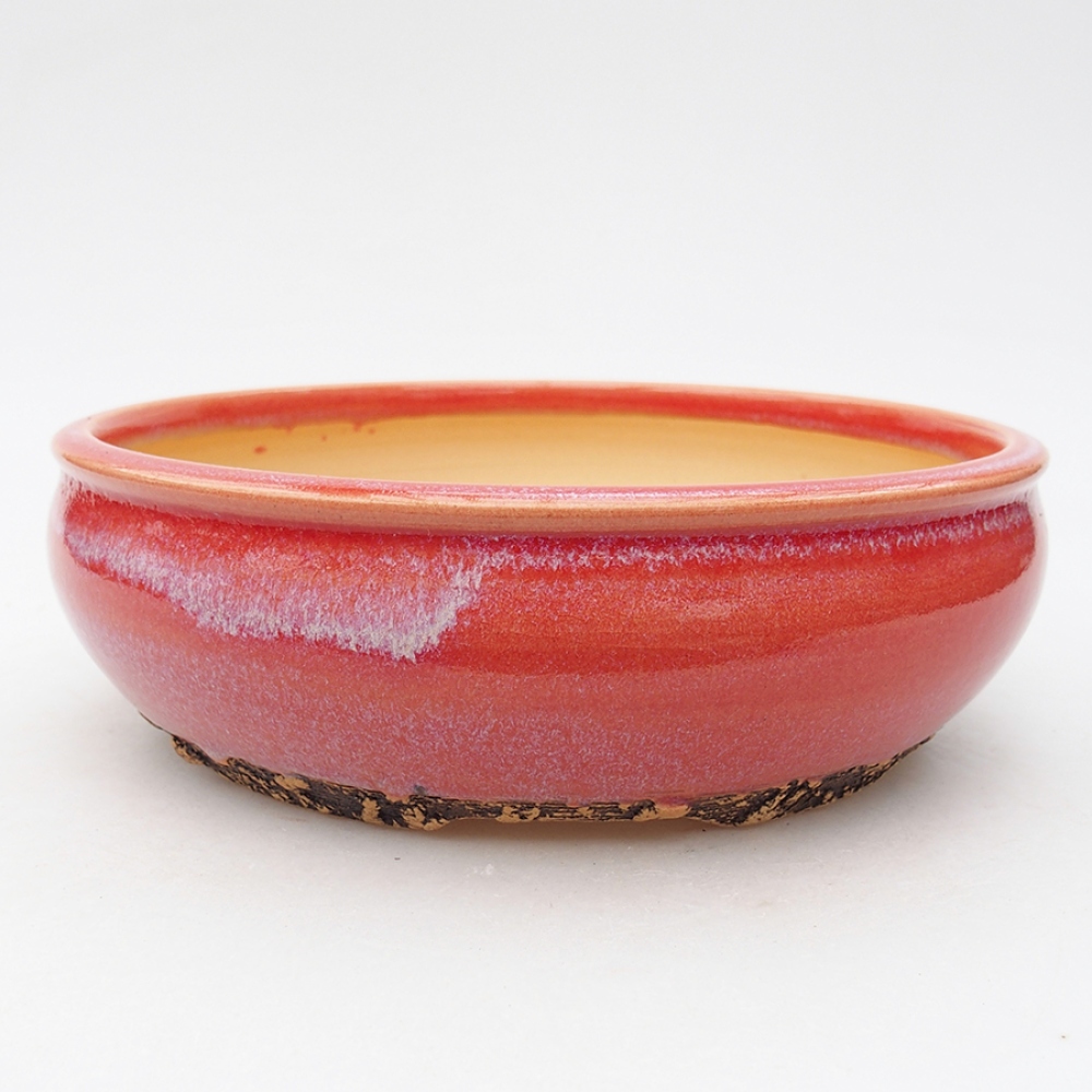 Ceramiczna miska bonsai 18,5 x 18,5 x 6 cm, kolor Czerwony