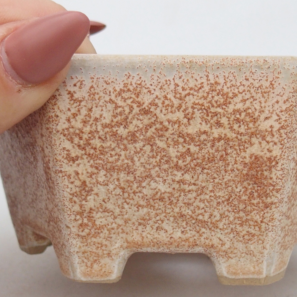 Ceramiczna miska do bonsai 10,5 x 9,5 x 5 cm, kolor beżowy