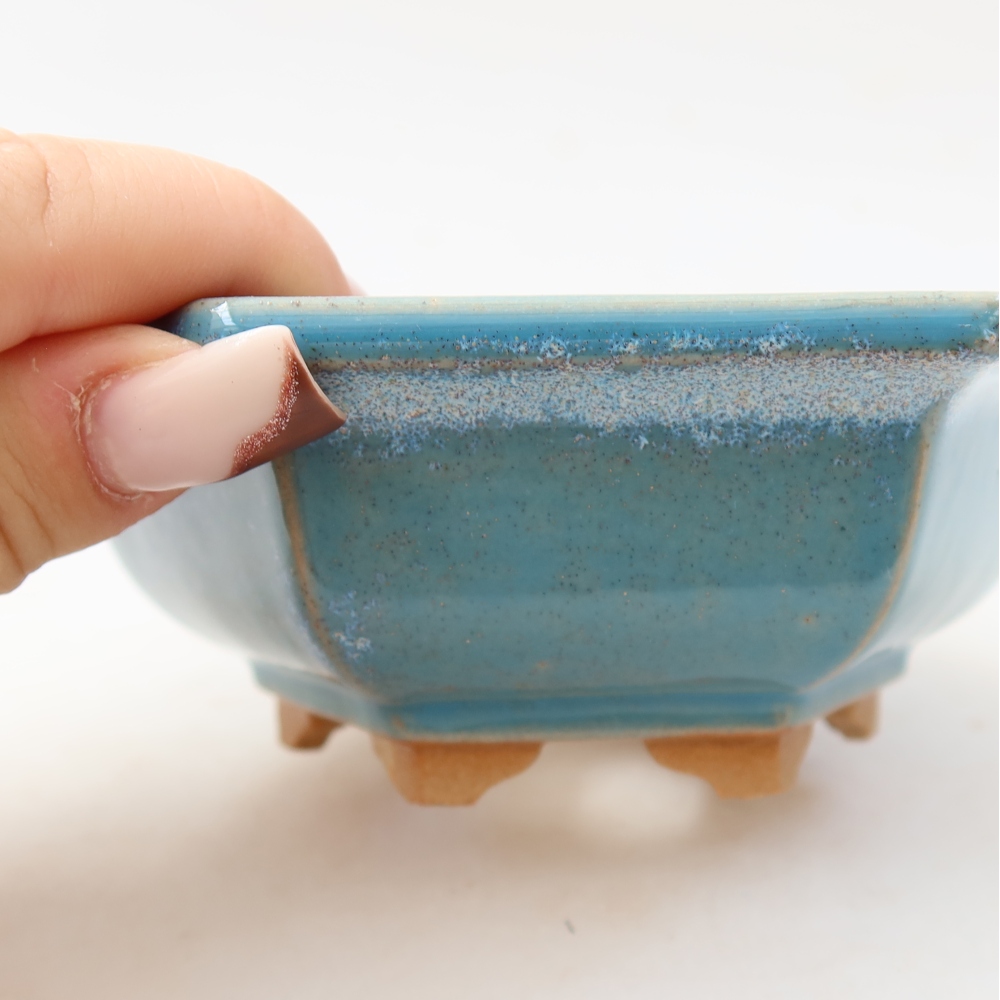 Ceramiczna miska do bonsai 12 x 10,5 x 4,5 cm, kolor niebieski