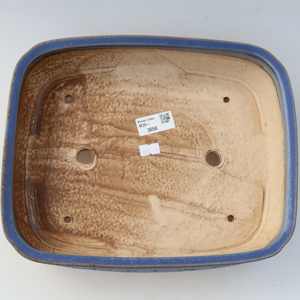 Ceramiczna miska do bonsai 29 x 23 x 7 cm, kolor niebieski