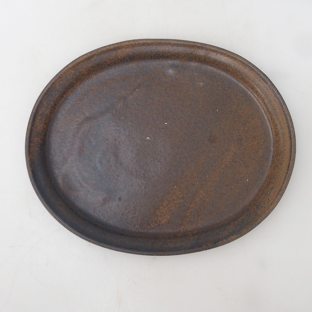 Bonsai bowl owalny M - 22,5 x 18 x 1,5 cm - brązowy