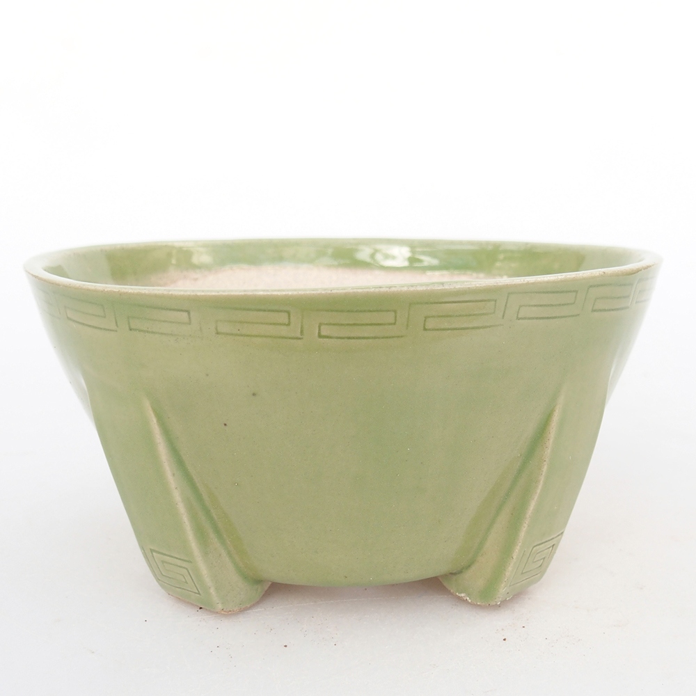 Ceramiczna miska do bonsai 13,5 x 13,5 x 6,5 cm, zielona