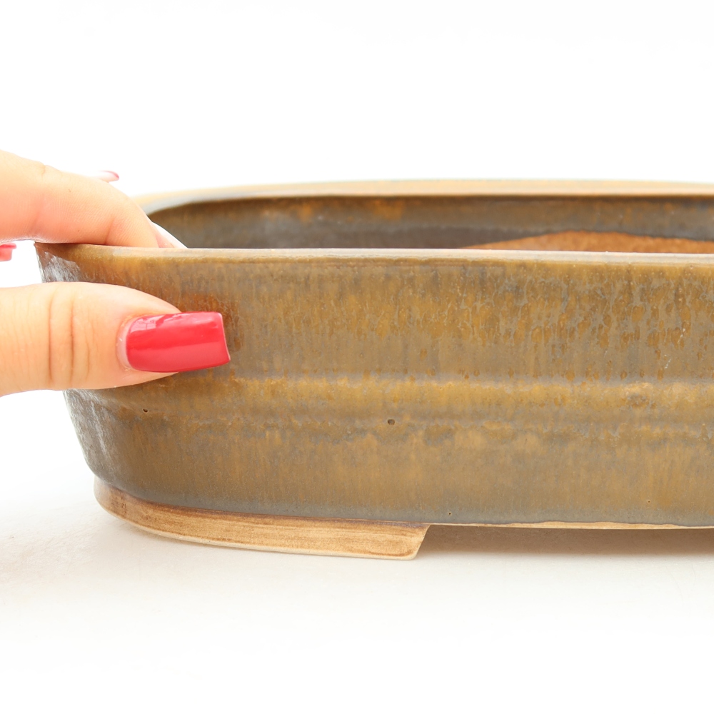 Ceramiczna miska do bonsai 24,5 x 20,5 x 6,5 cm, kolor brązowy