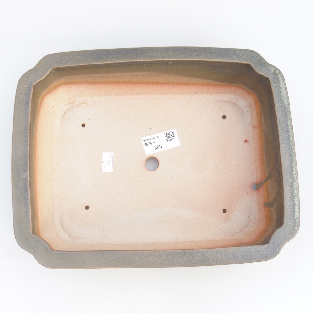 Ceramiczna miska do bonsai 28 x 22,5 x 7 cm, zielono-brązowa