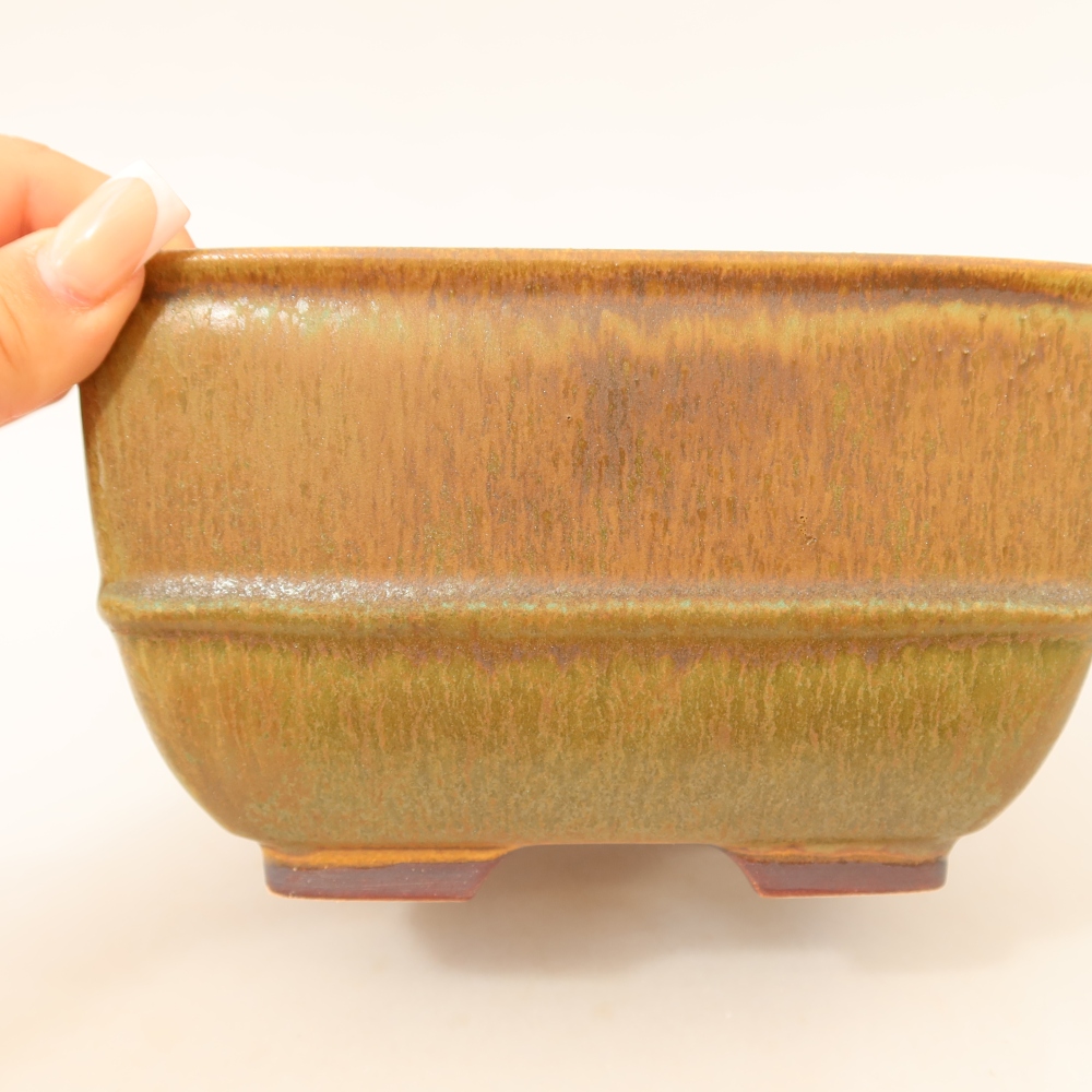 Ceramiczna miska do bonsai 16,5 x 16,5 x 9,5 cm, kolor zielony