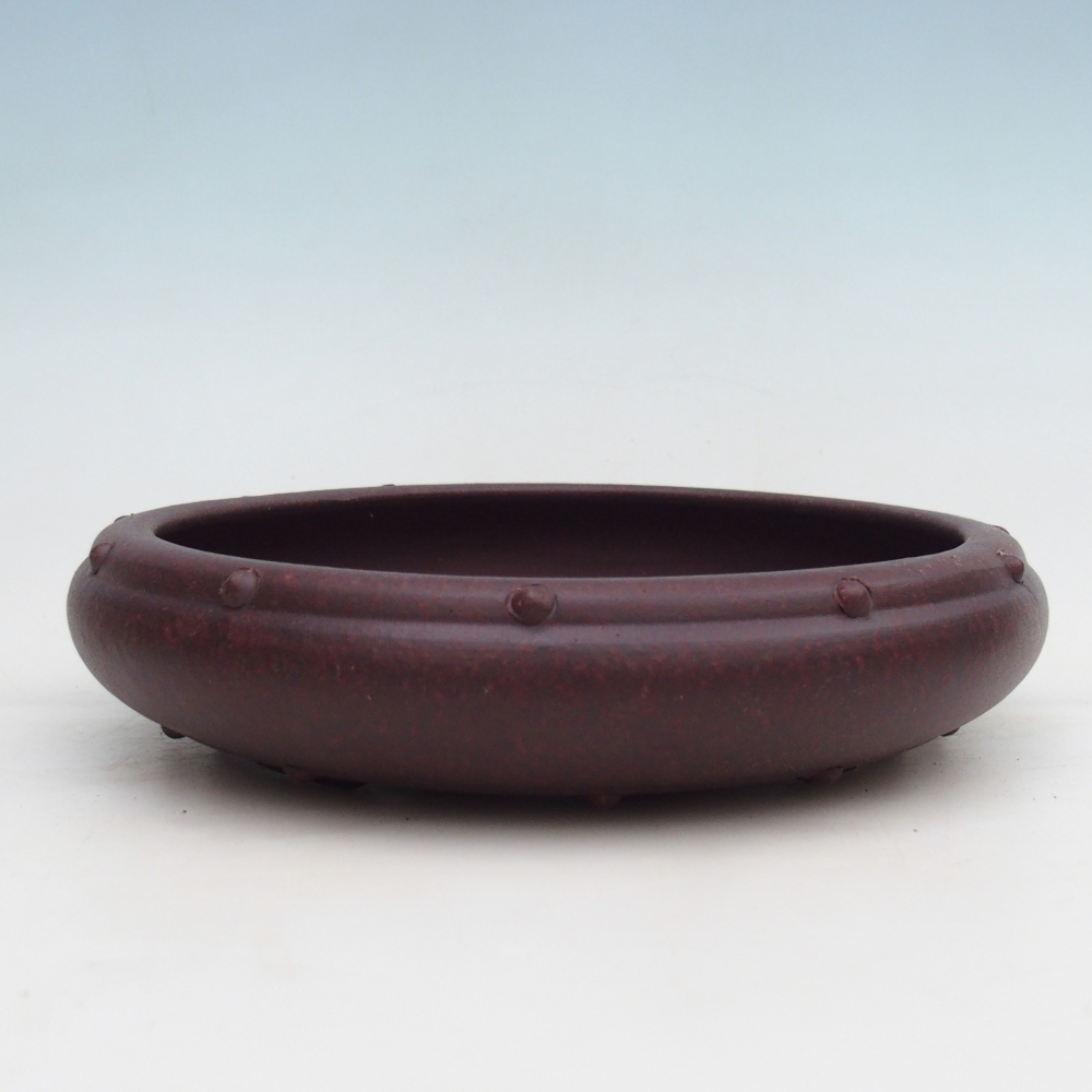 Ceramiczna miska na bonsai 21 x 21 x 5 cm, brązowa