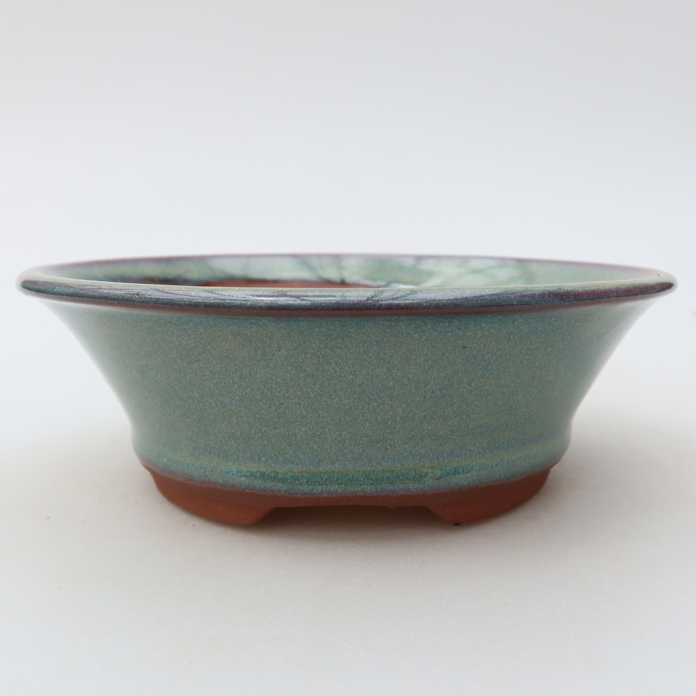 Ceramiczna doniczka do bonsai 15,5 x 15,5 x 5,5 cm, kolor zielony
