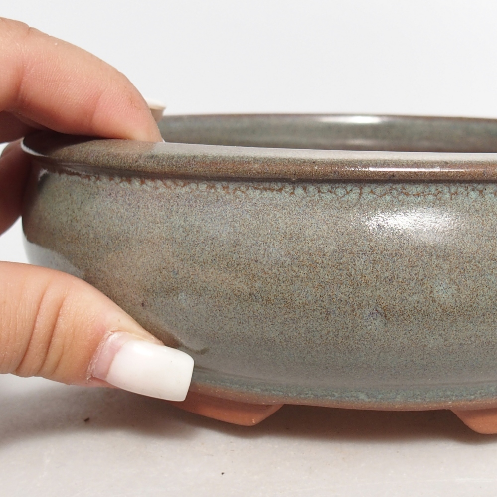 Ceramiczna miska do bonsai 16,5 x 16,5 x 5,5 cm, zielona