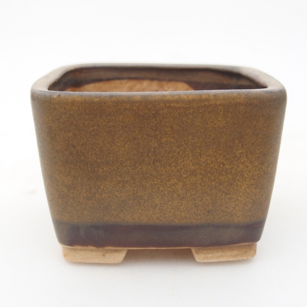 Ceramiczna miseczka do bonsai 6 x 6 x 4,5 cm, kolor brązowy