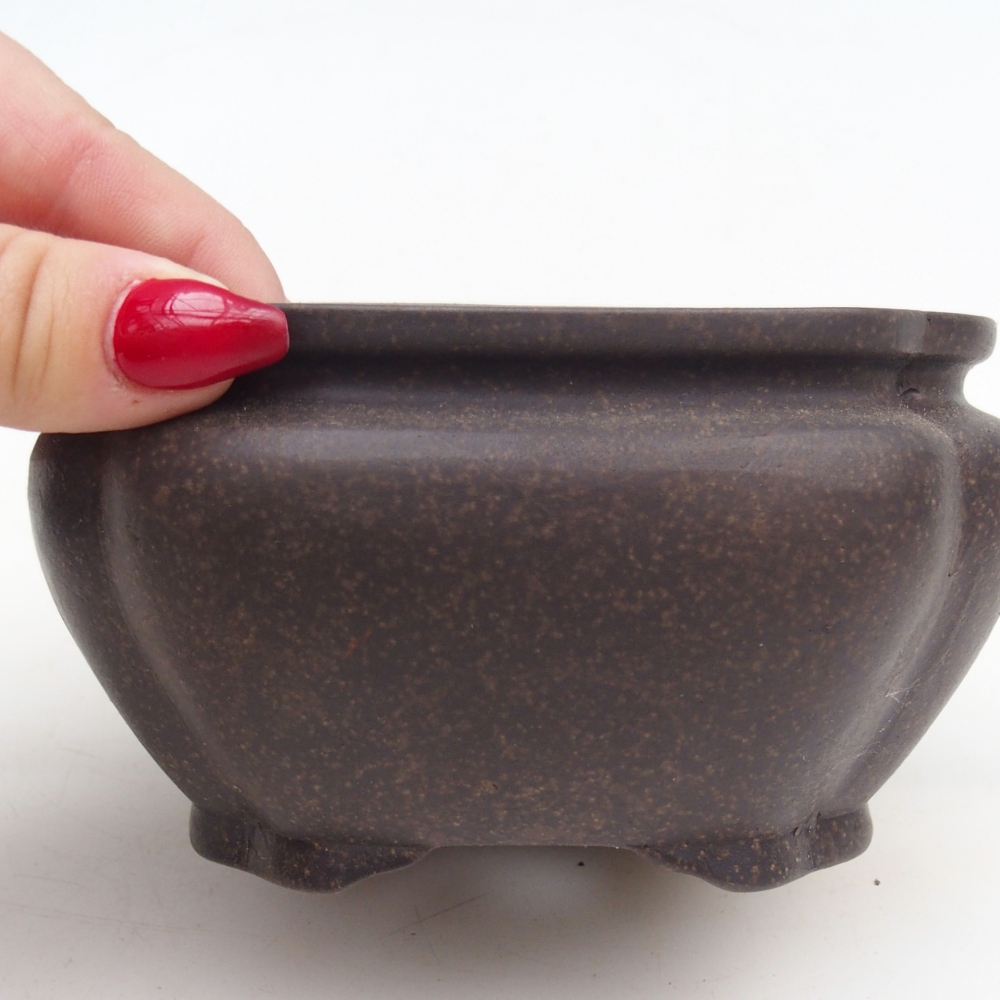 Ceramiczna miska do bonsai 12 x 12 x 7 cm, kolor brązowo-ochrowy