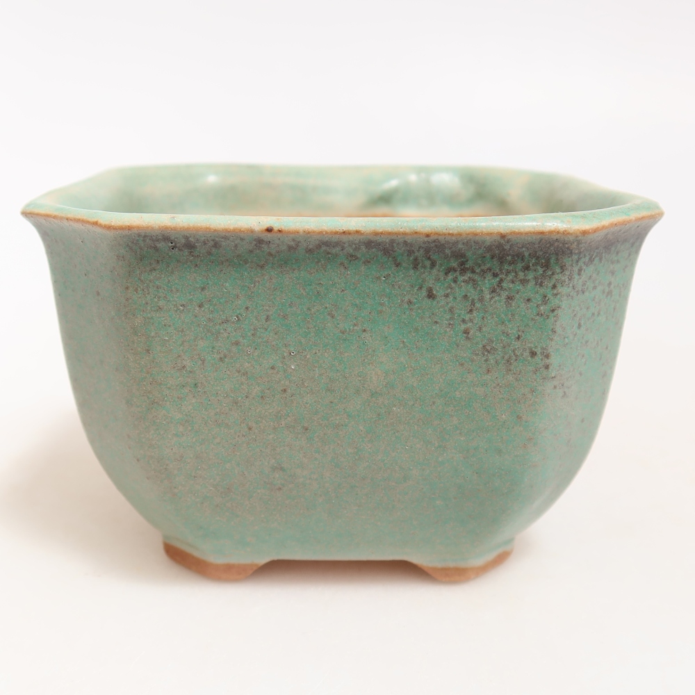 Ceramiczna miska do bonsai 10 x 10 x 6,5 cm, kolor zielony