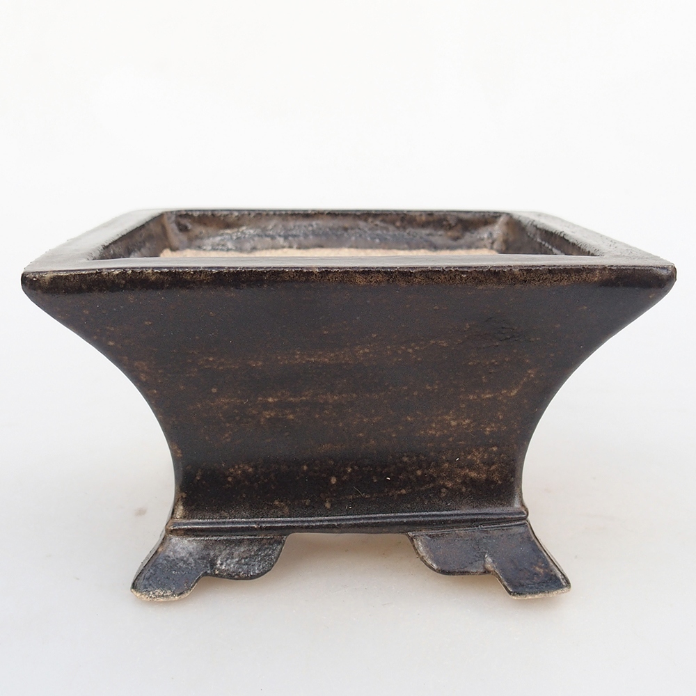 Ceramiczna miska do bonsai 13 x 13 x 8 cm, brązowa