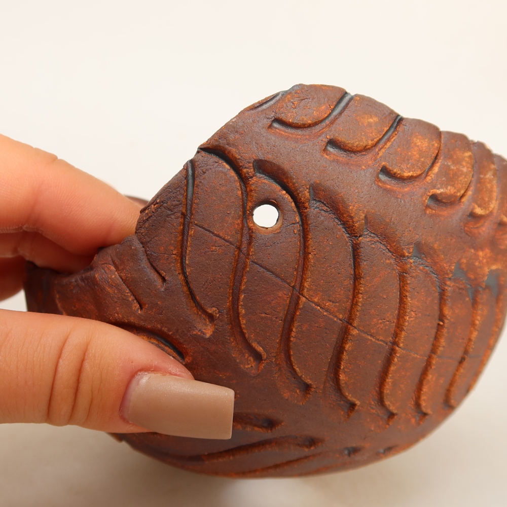 Ceramiczna skorupa do kokedamy 13 x 11,5 x 8,5 cm, kolor brązowy