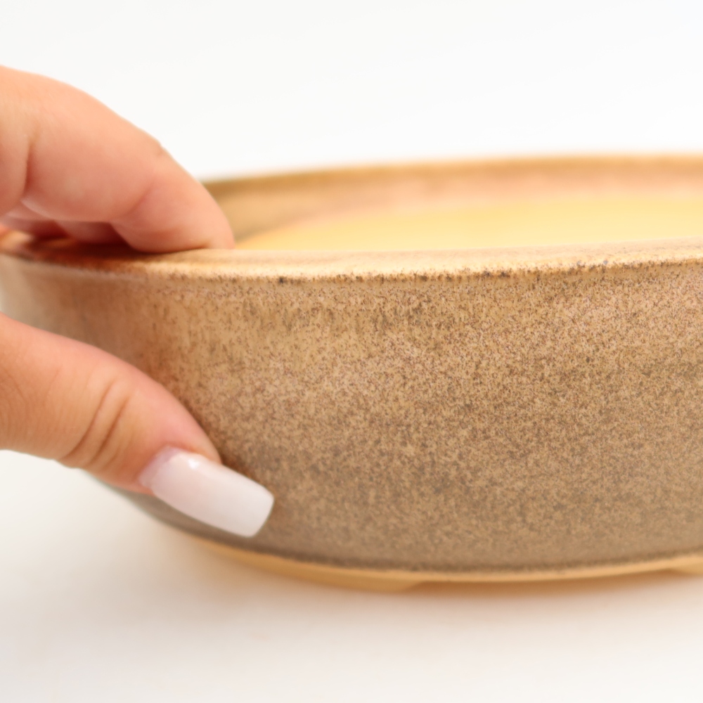 Ceramiczna doniczka do bonsai 26 x 26 x 7,5 cm, kolor brązowy