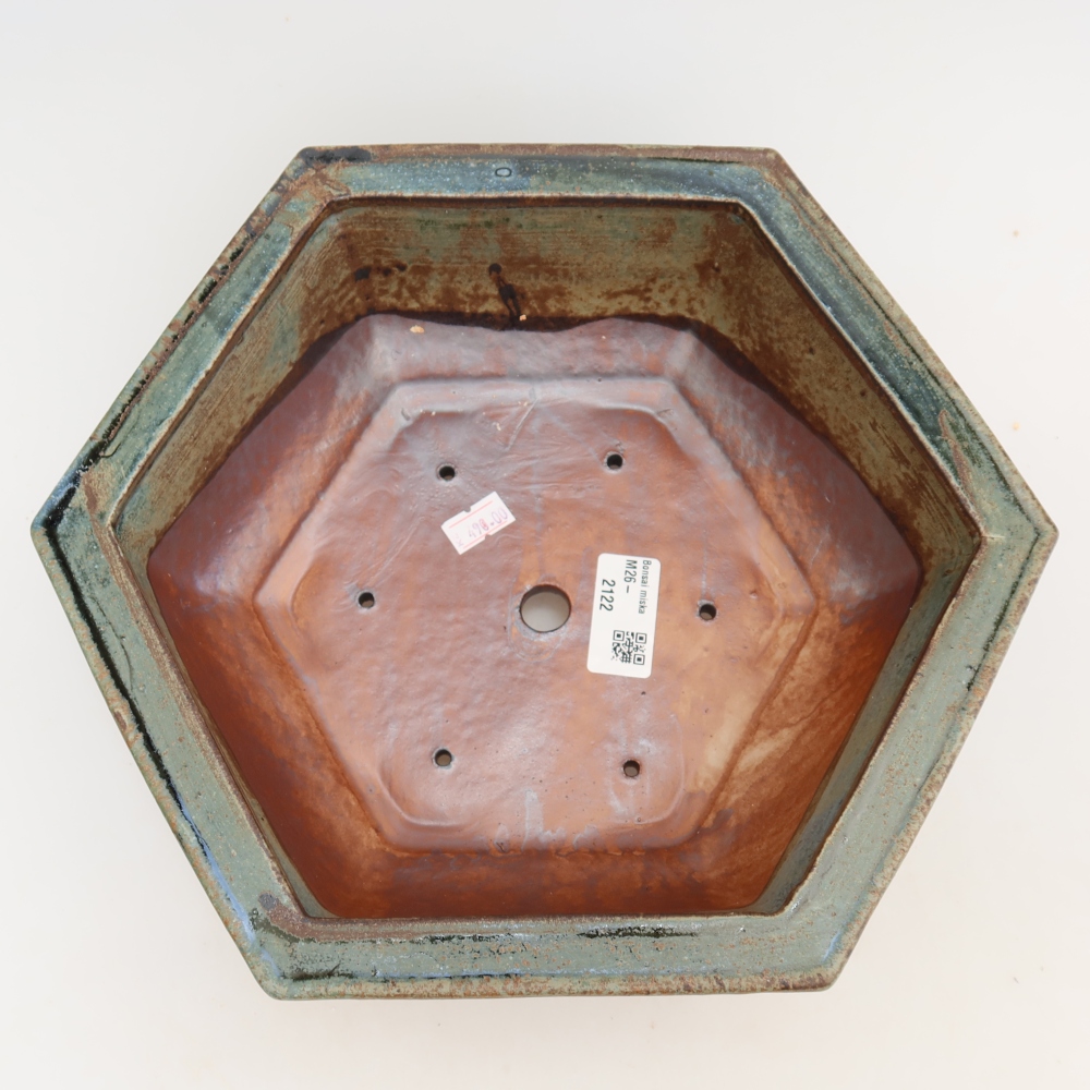Ceramiczna miska do bonsai 28 x 24,5 x 9 cm, kolor brązowo-zielony