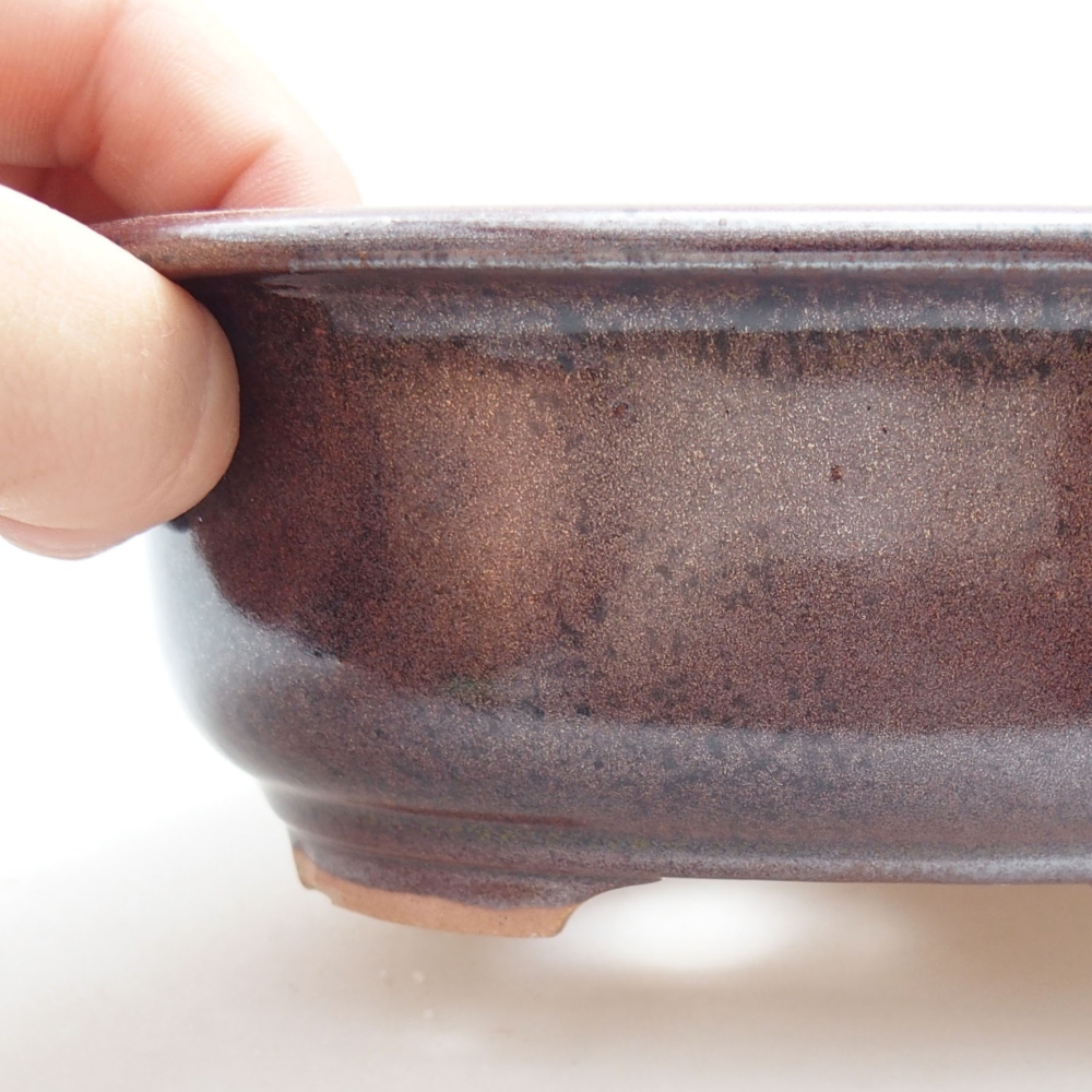Ceramiczna miska bonsai 15,5 x 12 x 6 cm, kolor brązowy