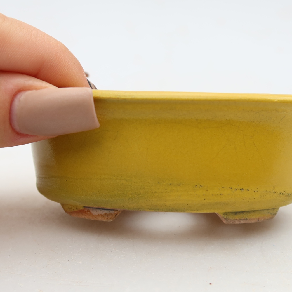 Ceramiczna doniczka do bonsai 9,5 x 6,5 x 3 cm, kolor żółty