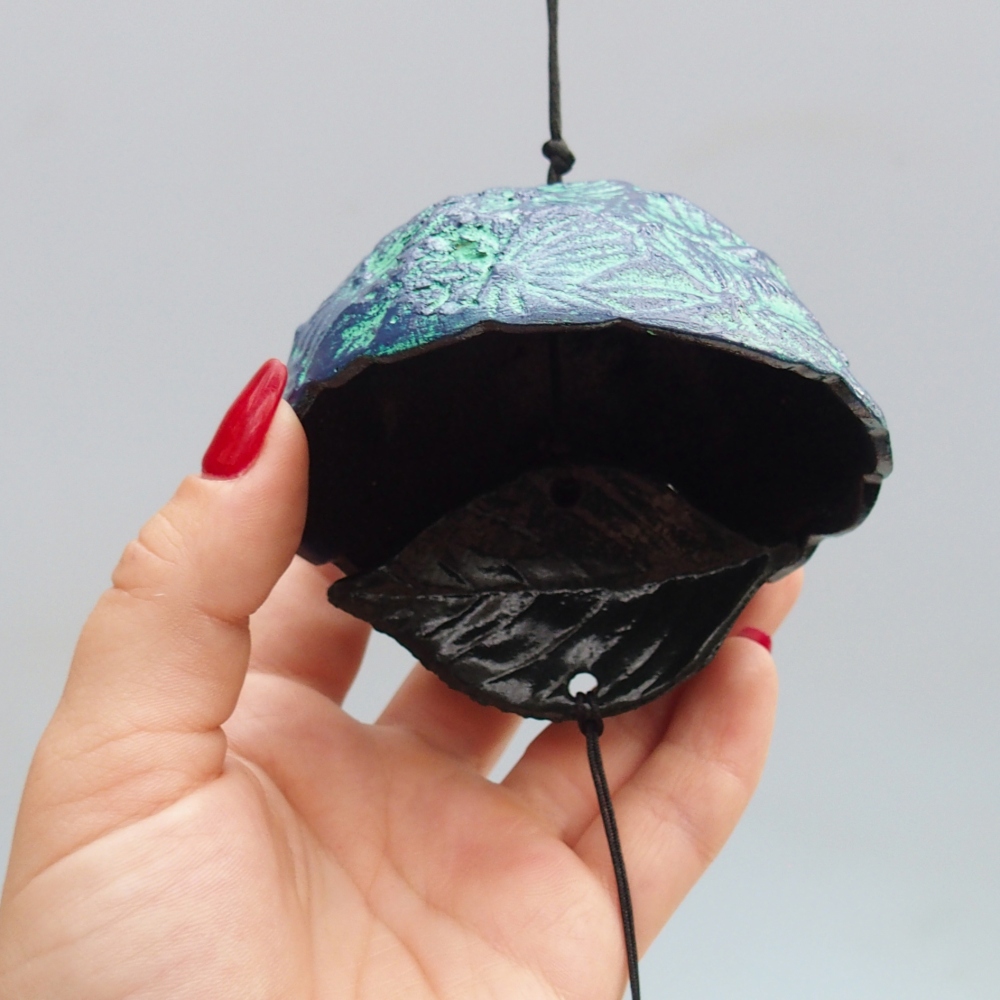 Metalowy dzwonek do wiatru, kolor niebiesko-zielony