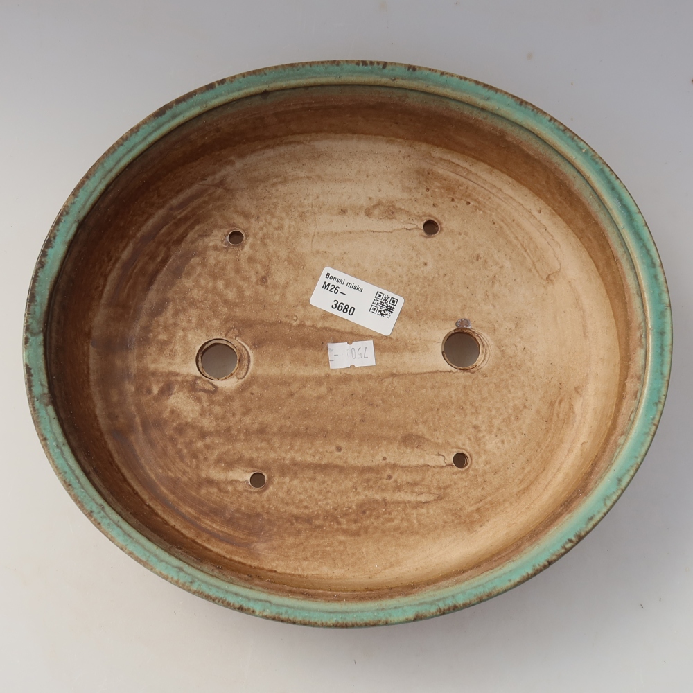 Ceramiczna miska do bonsai 26 x 24 x 6 cm, kolor zielony