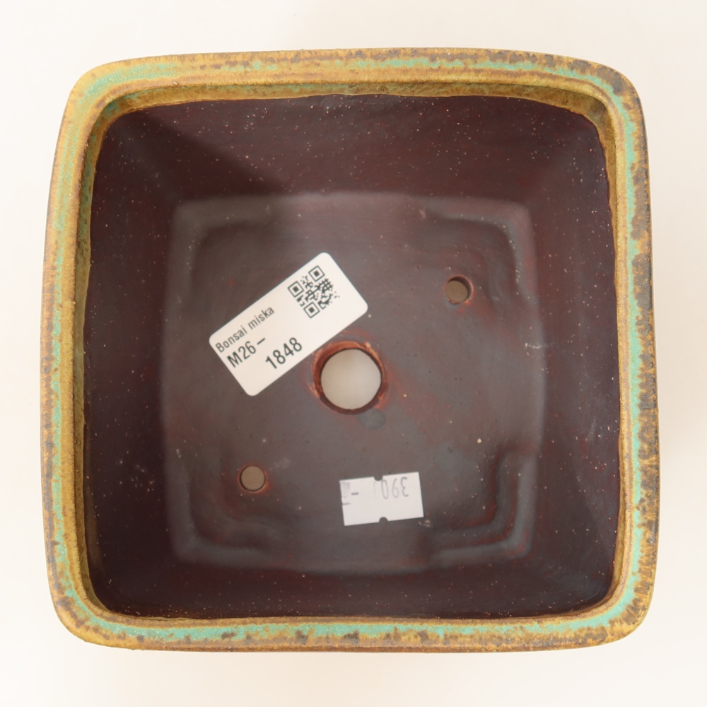 Ceramiczna miska do bonsai 13 x 13 x 8 cm, kolor zielony
