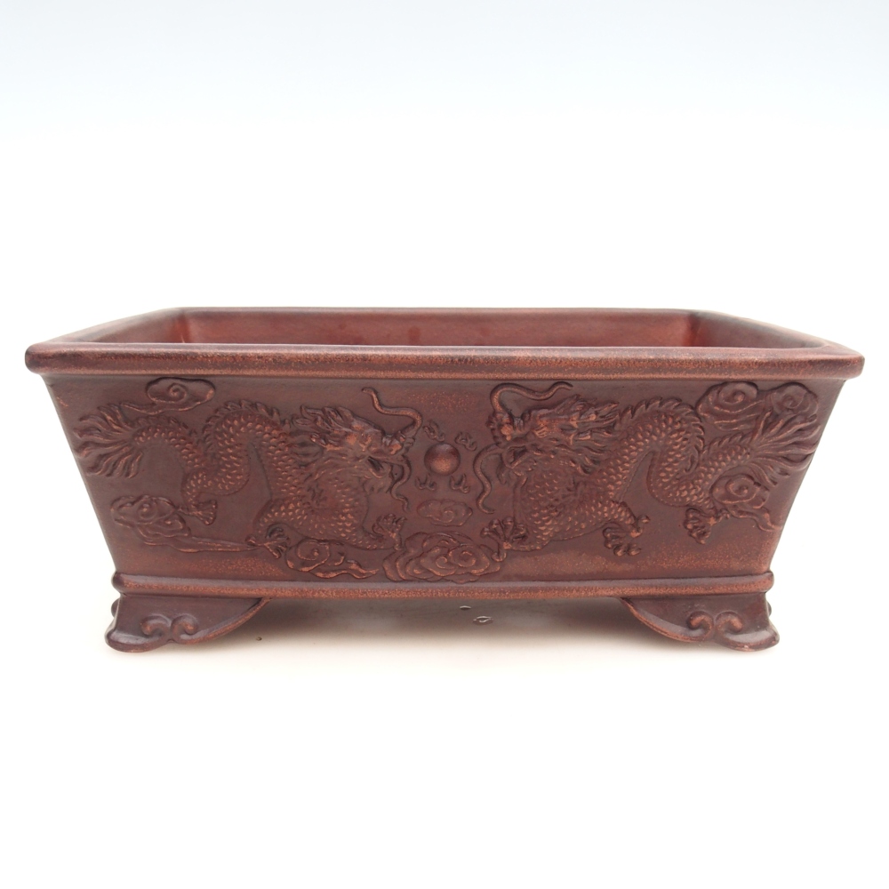 Ceramiczna miska do bonsai 28 x 20,5 x 11 cm, brązowa