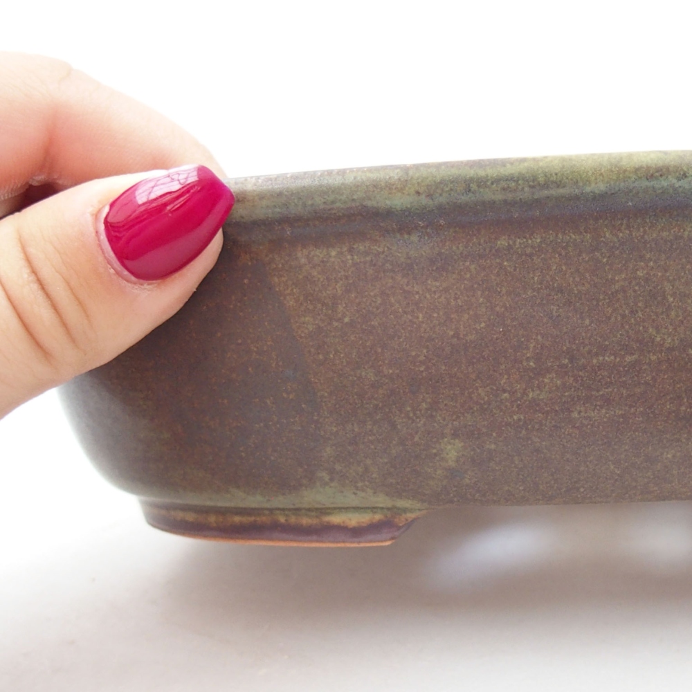 Ceramiczna miska bonsai 19 x 15 x 5 cm, kolor zieliony