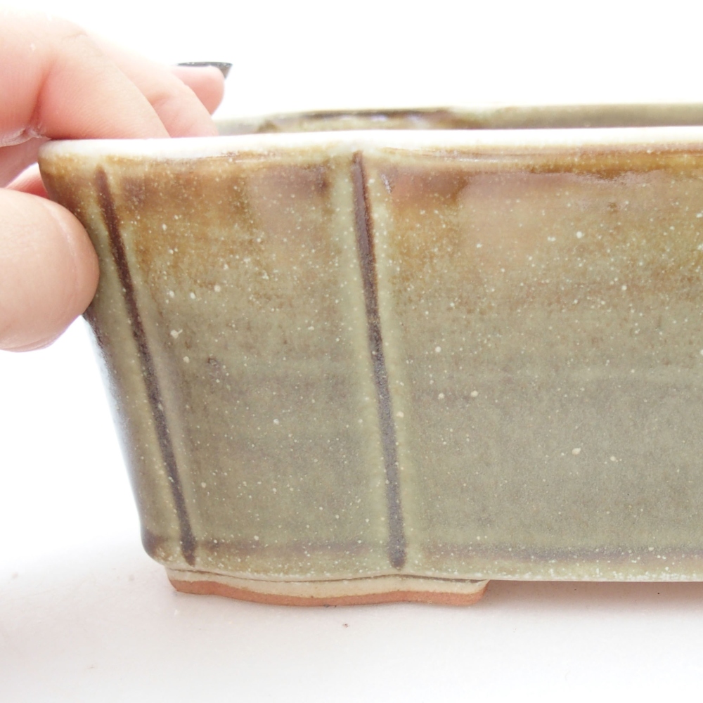 Ceramiczna miska bonsai 20,5 x 17 x 7 cm, kolor zielony