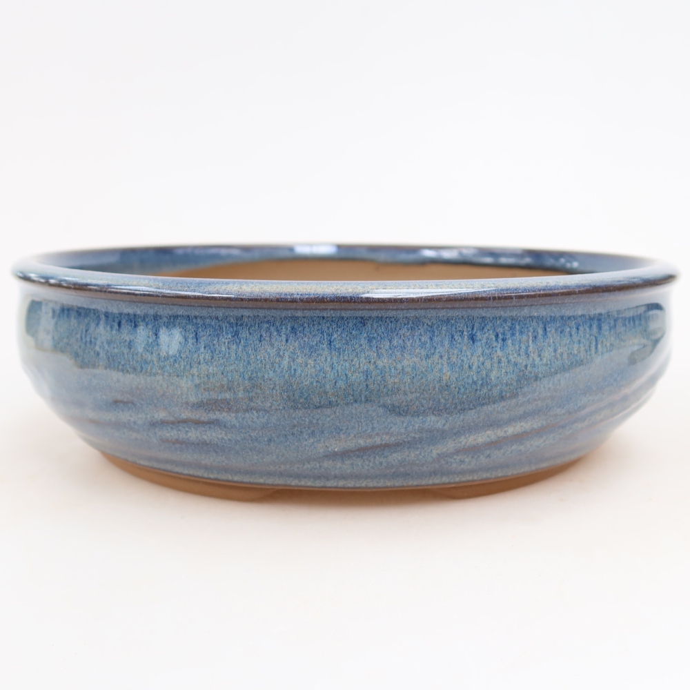 Ceramiczna miska do bonsai 22,5 x 22,5 x 6,5 cm, kolor niebieski