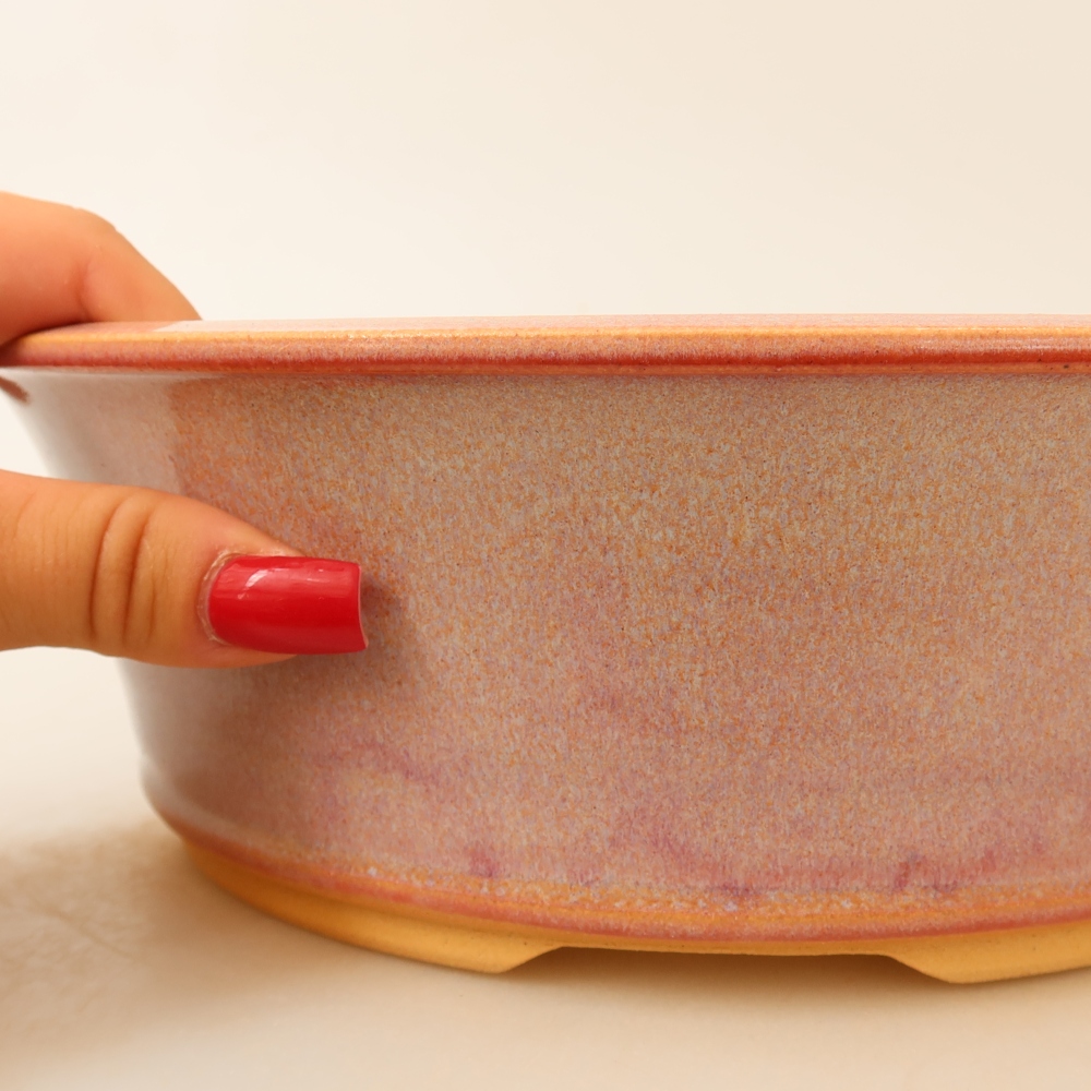 Ceramiczna miseczka do bonsai 25 x 25 x 8 cm, kolor różowy