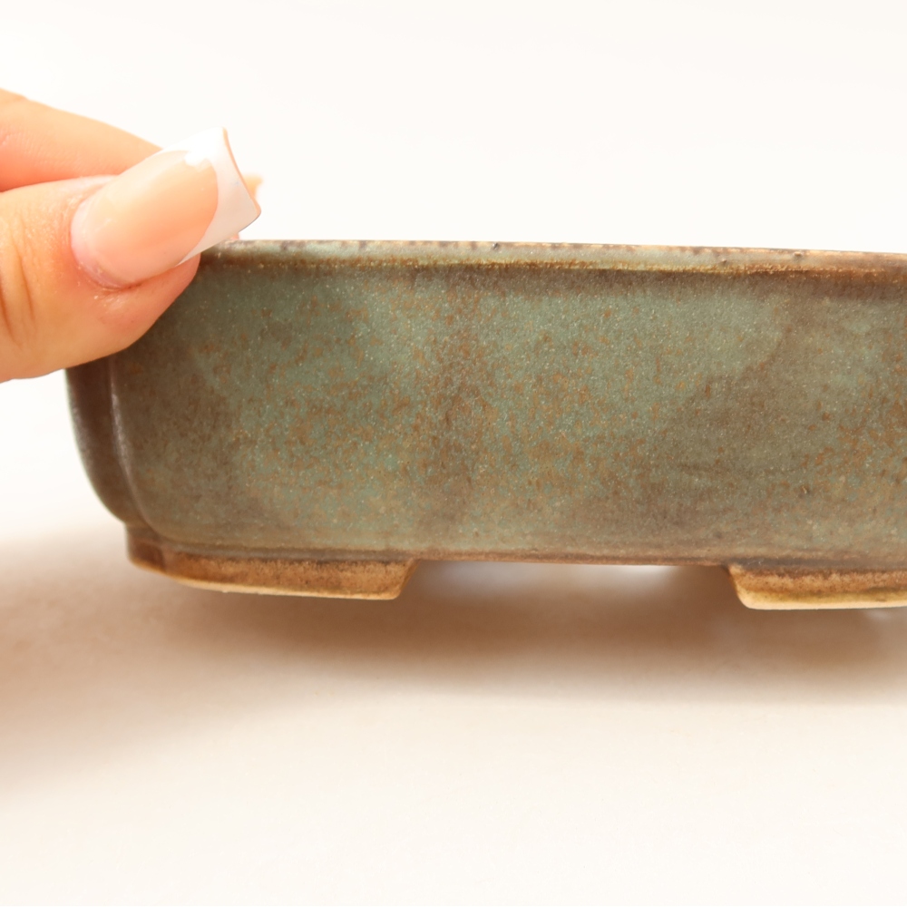 Ceramiczna miska do bonsai 14 x 12 x 4 cm, kolor zielony
