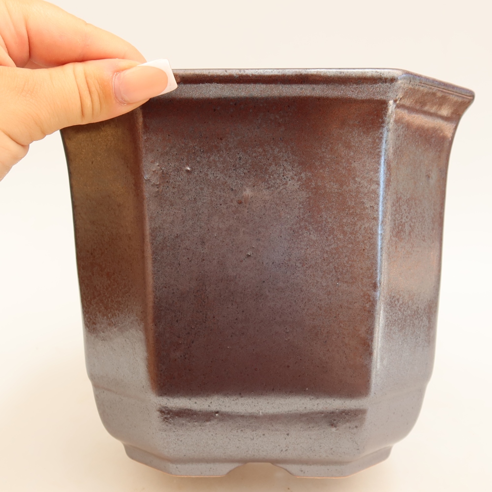 Ceramiczna miska do bonsai 17,5 x 17,5 x 15,5 cm, kolor metaliczny
