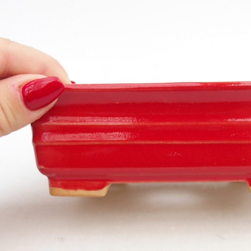 Ceramiczna miska do bonsai 13,5 x 10 x 4,5 cm, kolor czerwony