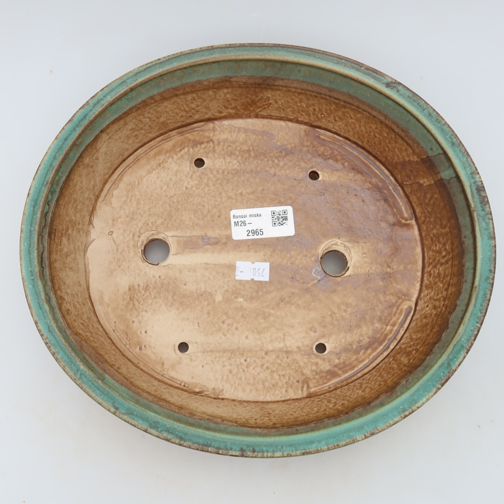 Ceramiczna miska do bonsai 27 x 24,5 x 6 cm, kolor zielony