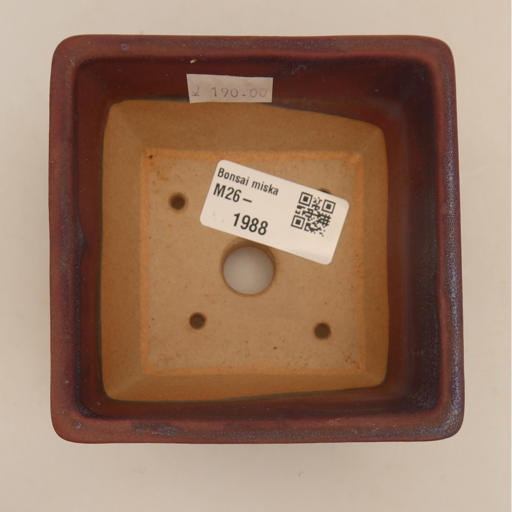 Ceramiczna miska do bonsai 9,5 x 9,5 x 5,5 cm, kolor fioletowy
