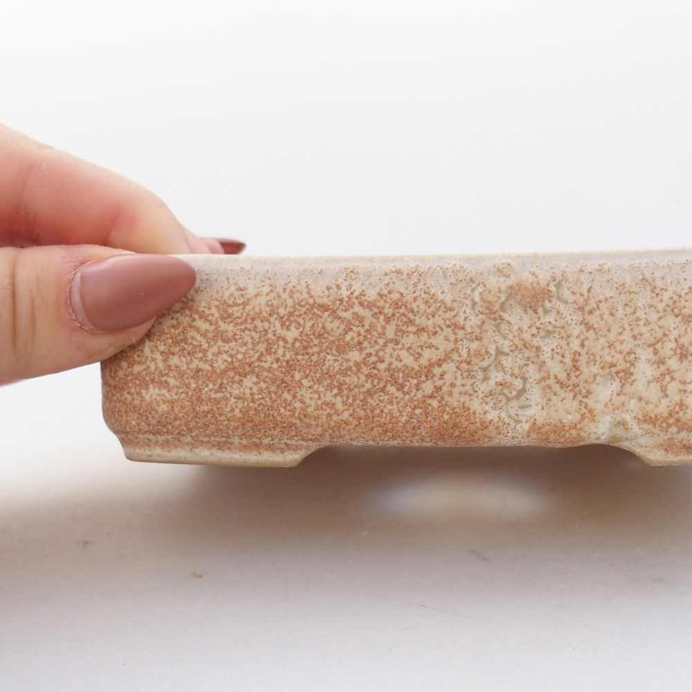 Ceramiczna miska do bonsai 13 x 9,5 x 3,5 cm, kolor beżowy