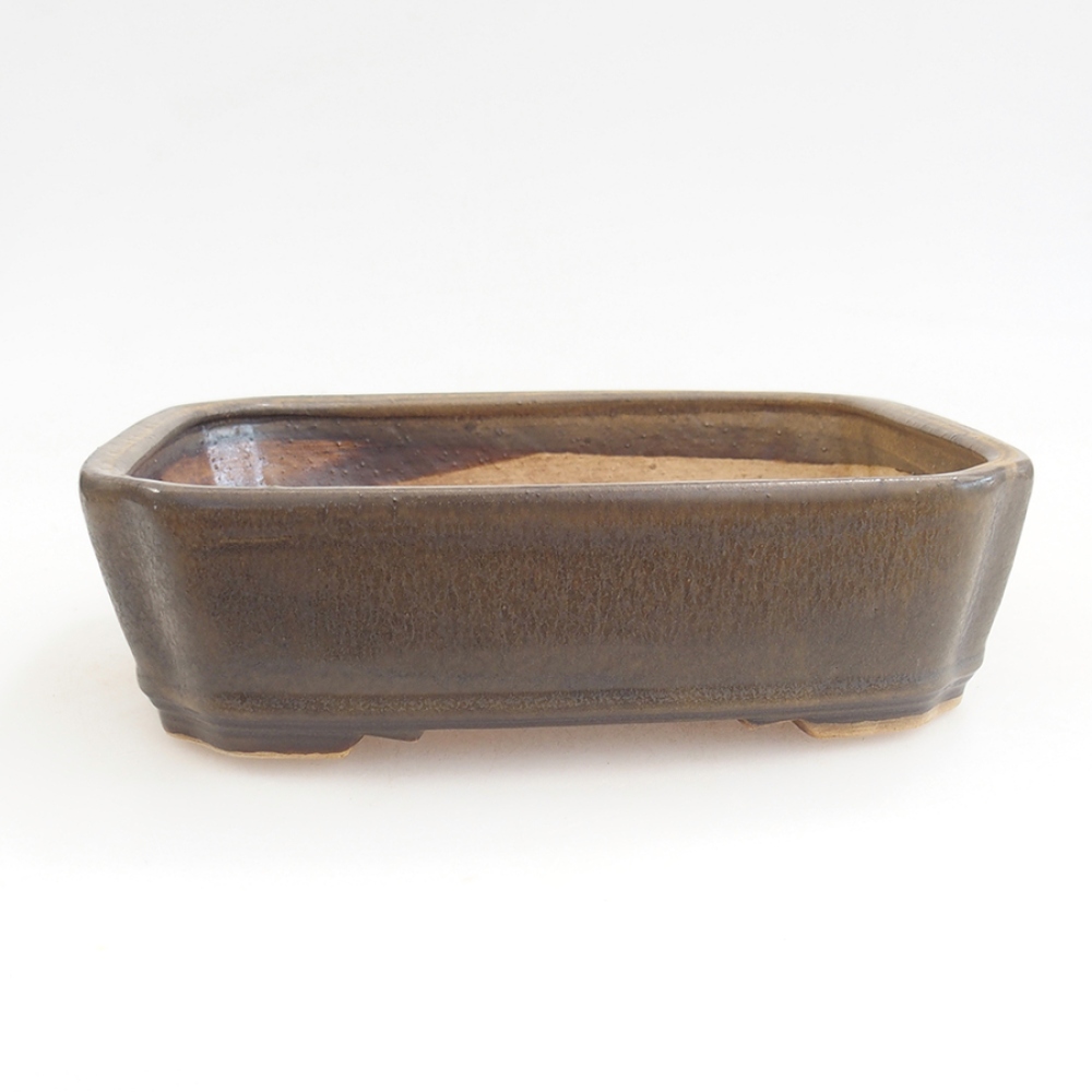 Ceramiczna miska na bonsai 21 x 18 x 6 cm, brązowa