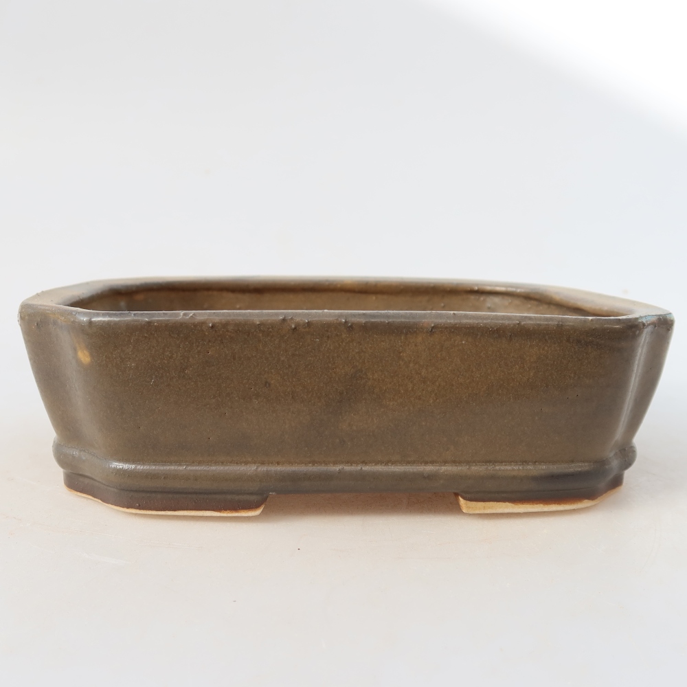 Ceramiczna miseczka do bonsai 17,5 x 14,5 x 5 cm, kolor brązowy