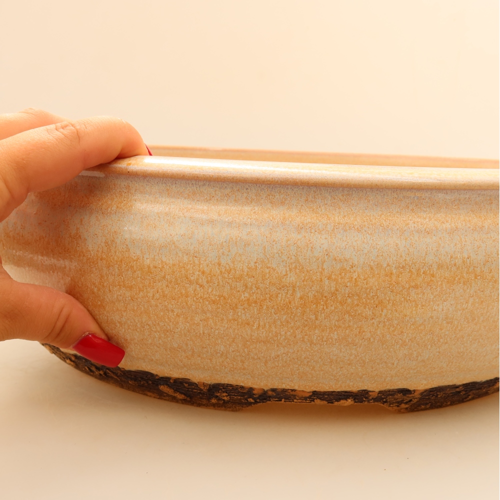 Ceramiczna miska do bonsai 35 x 35 x 11 cm, kolor beżowy – WYŁĄCZNIE ODBIÓR OSOBISTY lub transport na palecie