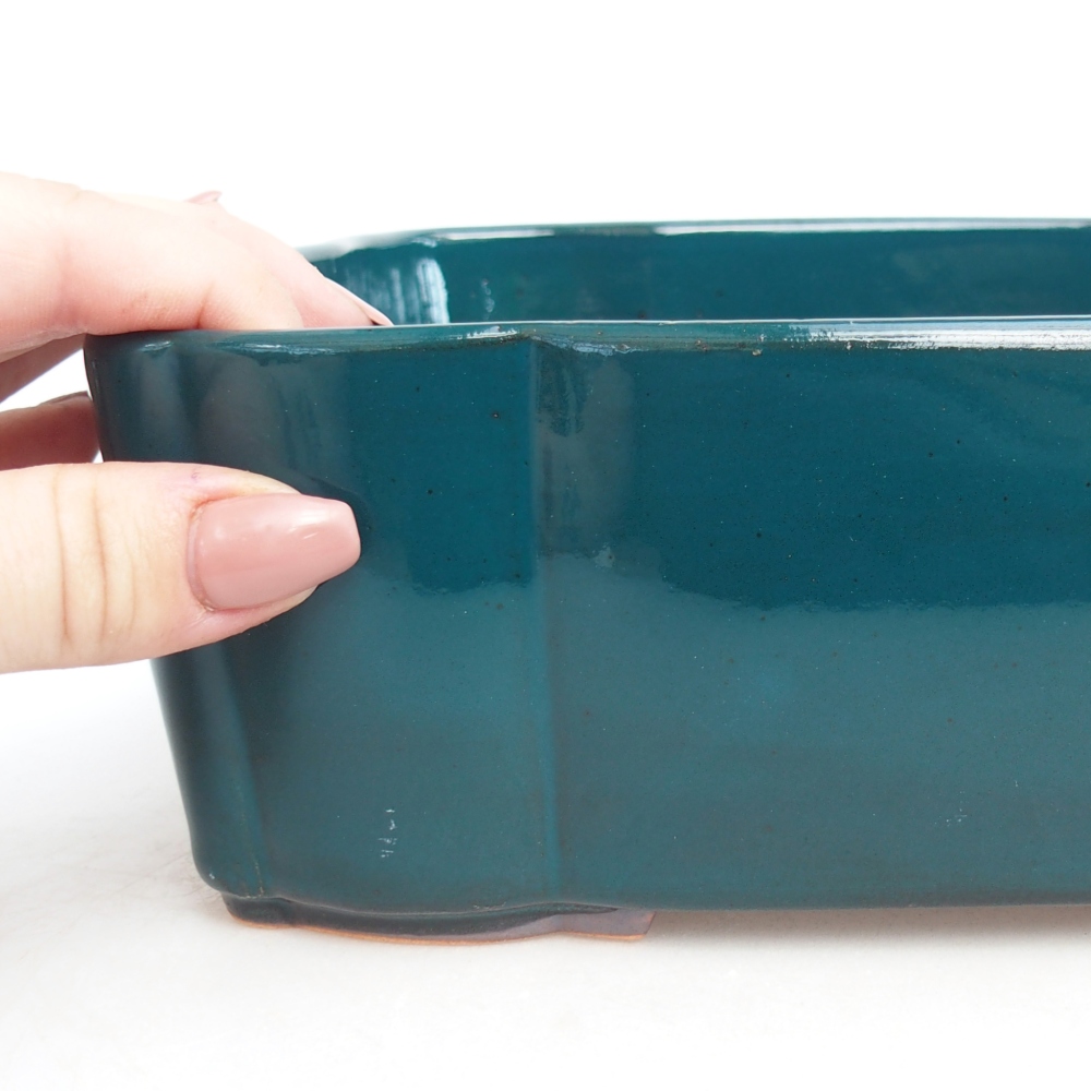 Ceramiczna miska na bonsai 21 x 18 x 7 cm, zielona