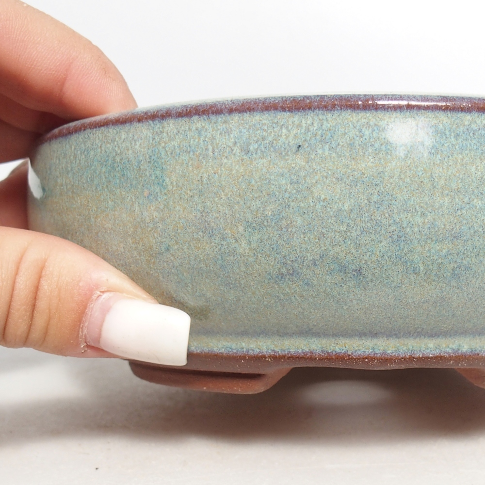 Ceramiczna miska do bonsai 14,5 x 14,5 x 5 cm, zielona