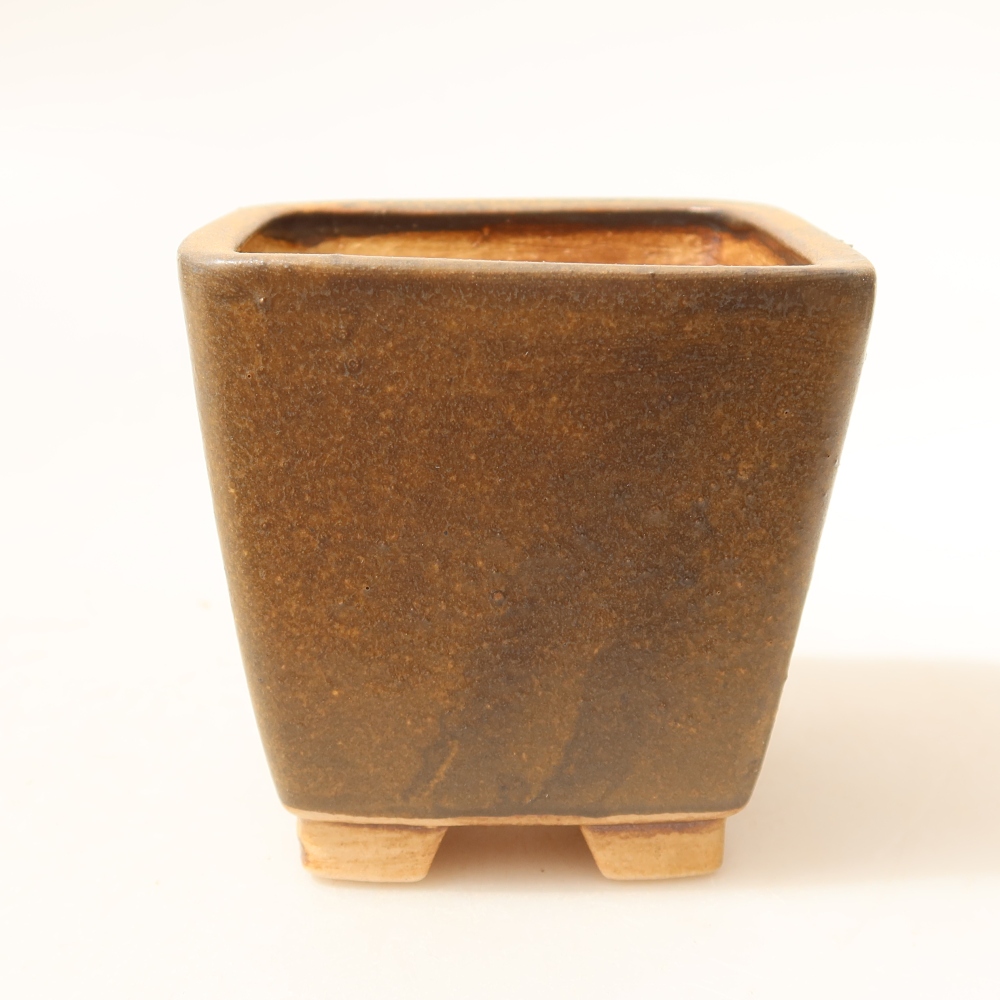 Ceramiczna miska do bonsai 7,5 x 7,5 x 7,5 cm, brązowa