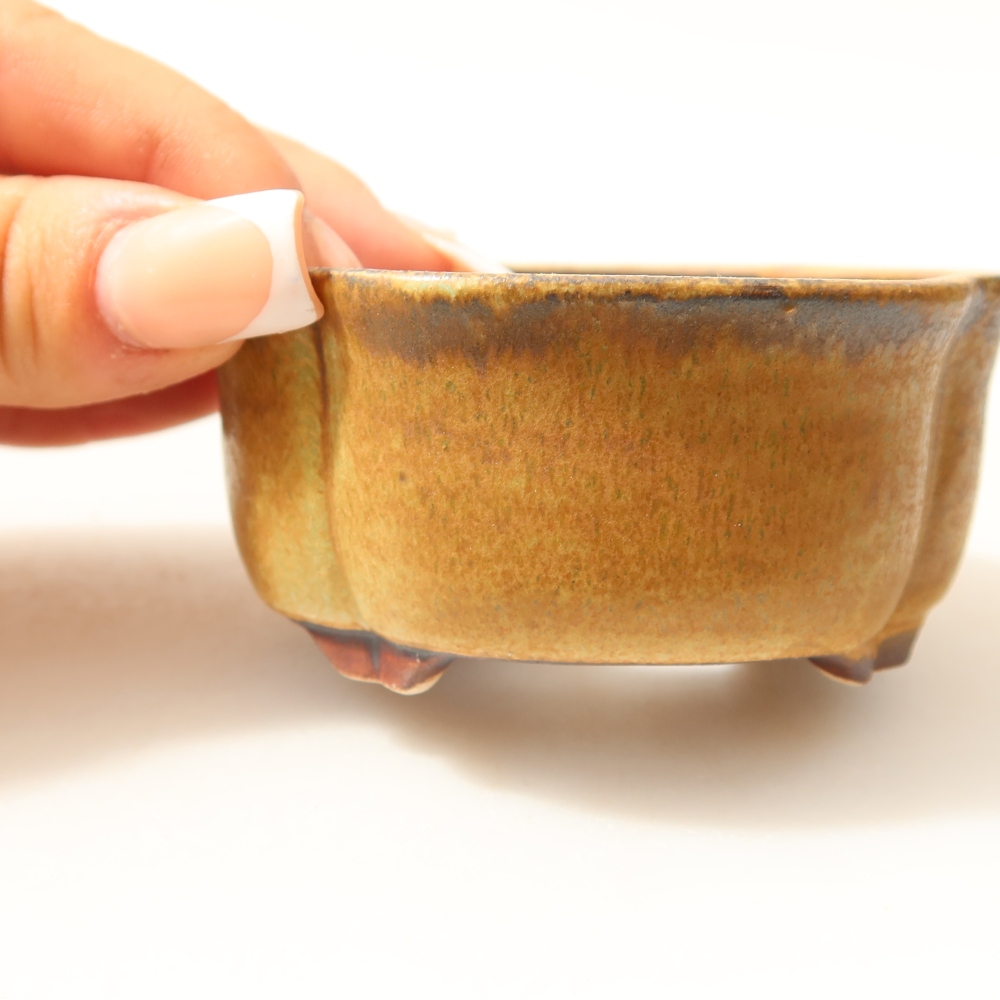 Ceramiczna miseczka do bonsai 8 x 7,5 x 3,5 cm, kolor zielony