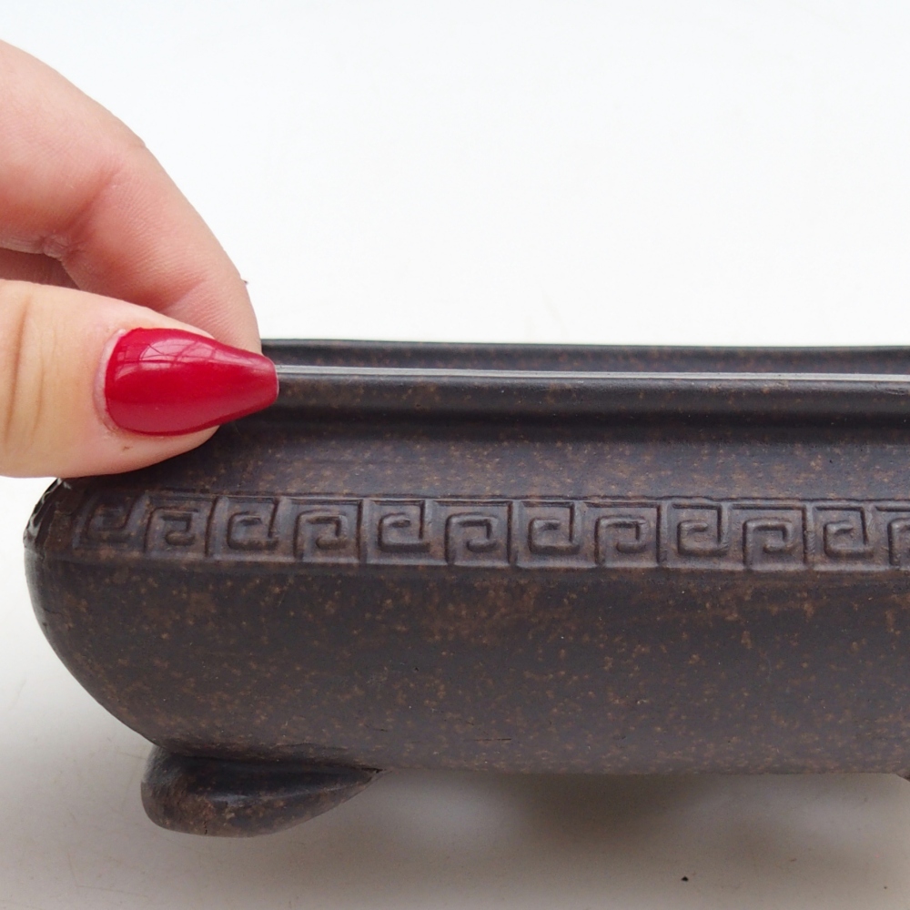 Ceramiczna misa do bonsai 14,5 x 10 x 5,5 cm, kolor brązowo-ochrowy