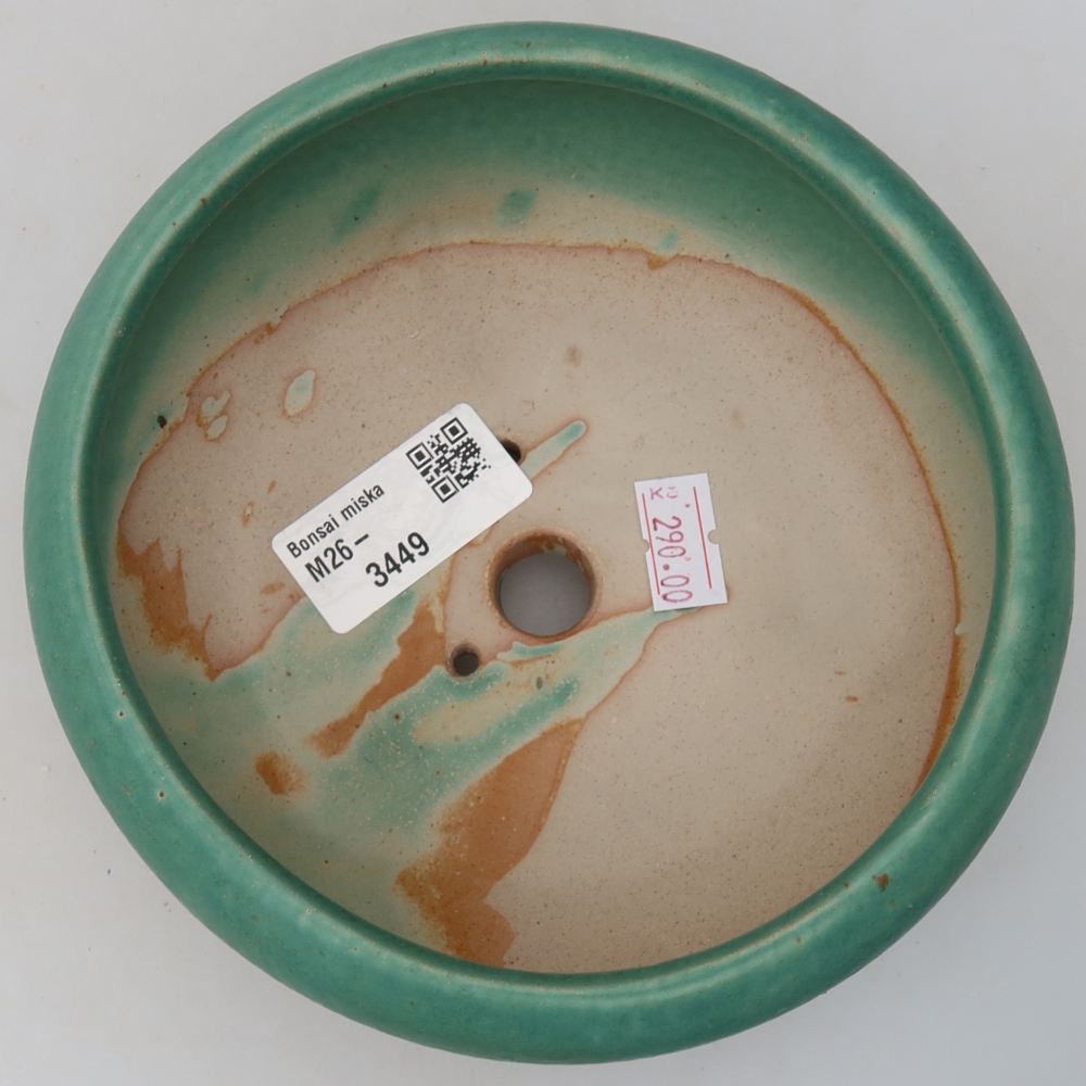 Ceramiczna miska do bonsai 15 x 15 x 6,5 cm, kolor zielony