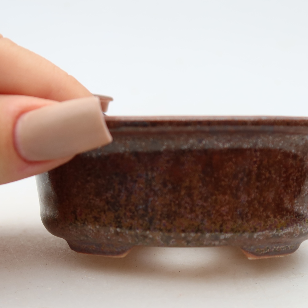 Ceramiczna miseczka do bonsai 9,5 x 6,5 x 3 cm, kolor brązowy
