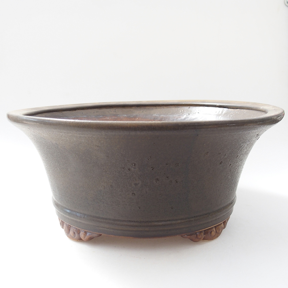 Ceramiczna miska na bonsai 29 x 29 x 12 cm, brązowa